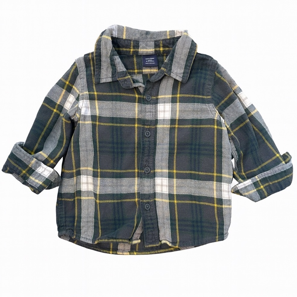 Baby Gap Green Plaid Flannel Shirt